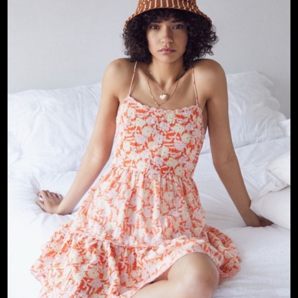 Hanna Babydoll Scallop Tier Mini Dress